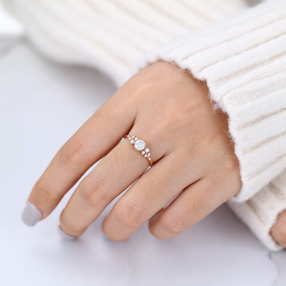 0.41 CT Round Cluster Lab-Grown Diamond Engagement Ring