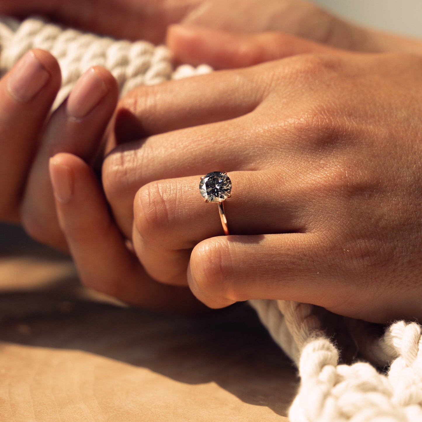 1.6 CT Round Hidden Halo Moissanite Engagement Ring