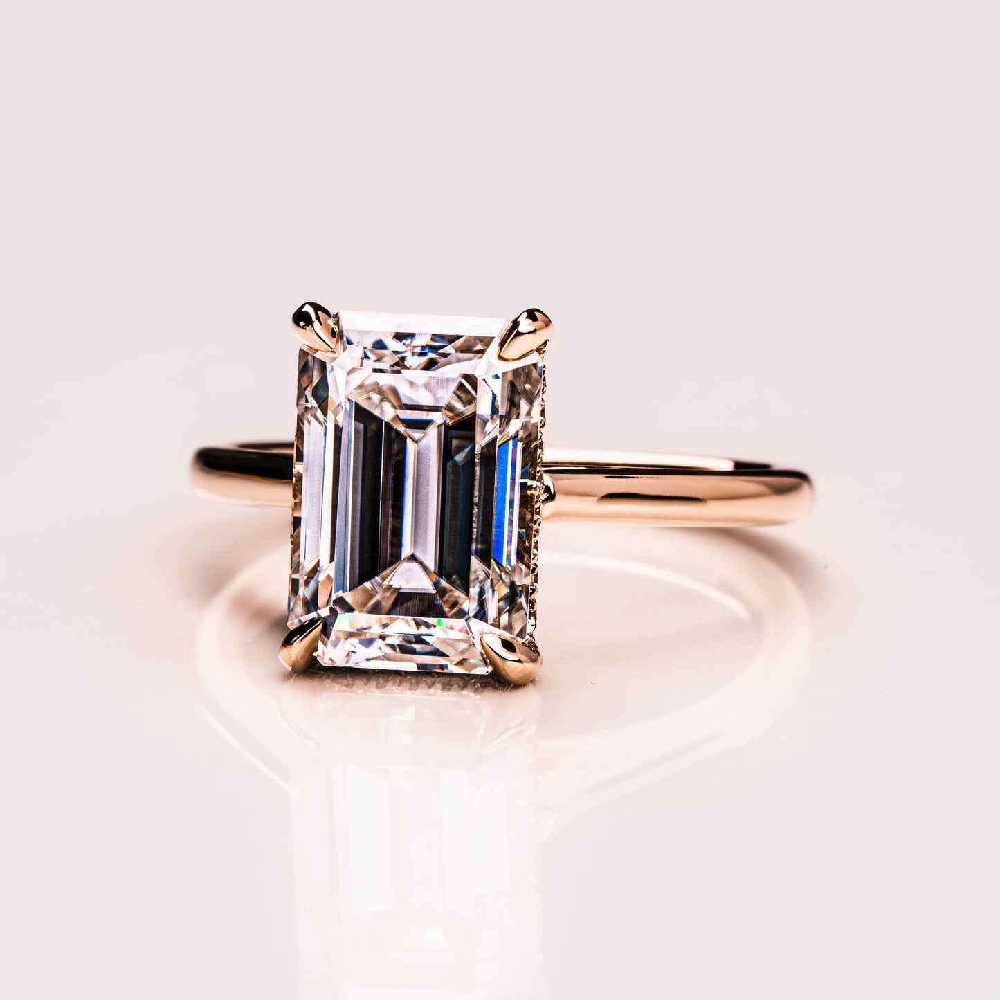 3.24 CT Emerald Hidden Halo Moissanite Engagement Ring