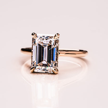 3.24 CT Emerald Hidden Halo Moissanite Engagement Ring