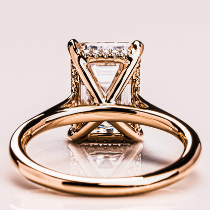 3.24 CT Emerald Hidden Halo Moissanite Engagement Ring