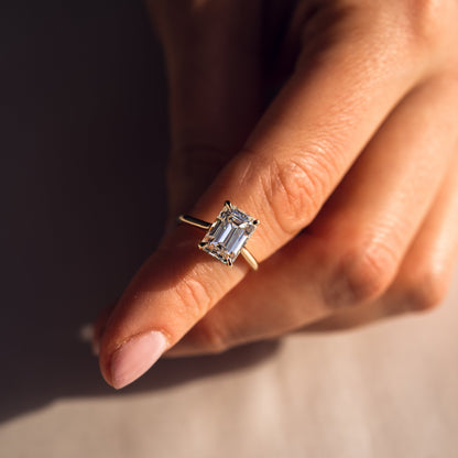 3.24 CT Emerald Hidden Halo Moissanite Engagement Ring