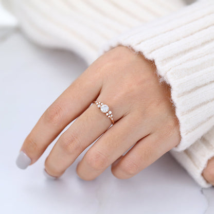 0.41 CT Round Cluster Lab-Grown Diamond Engagement Ring