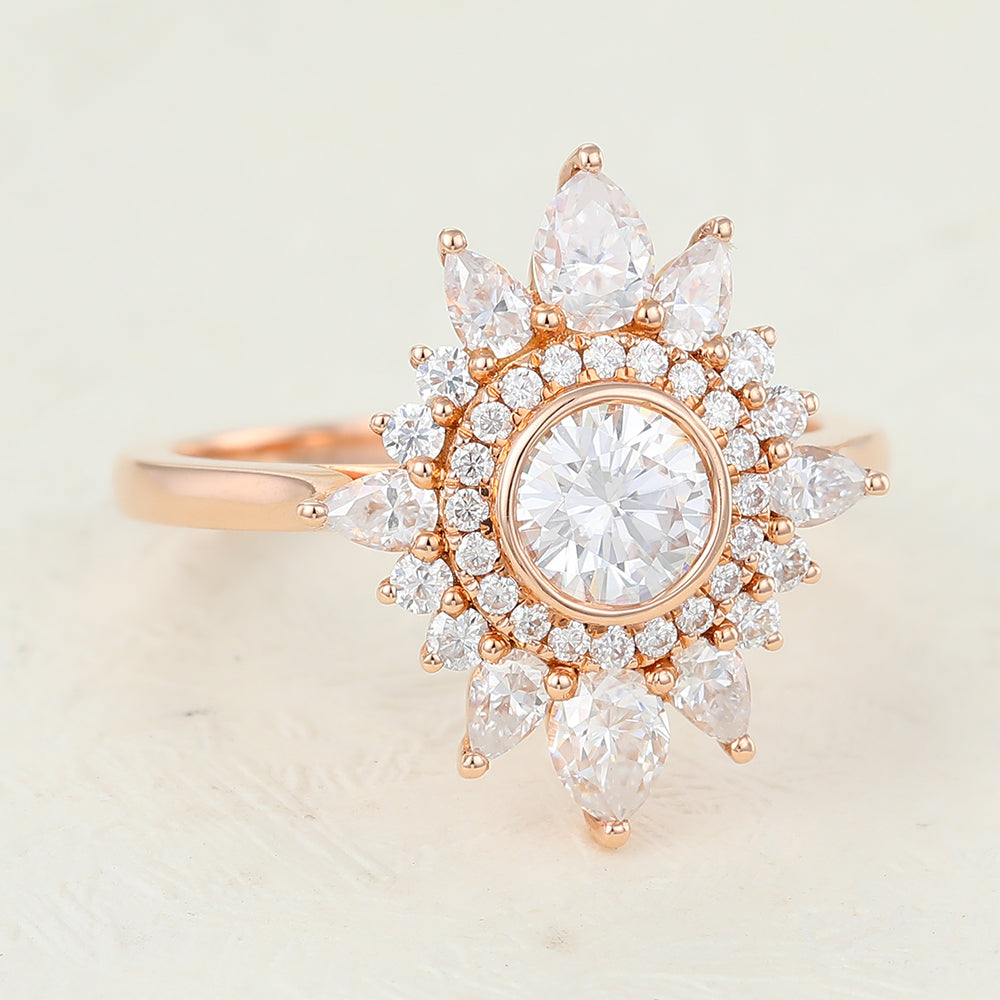 0.41 CT Round Cluster Lab-Grown Diamond Engagement Ring