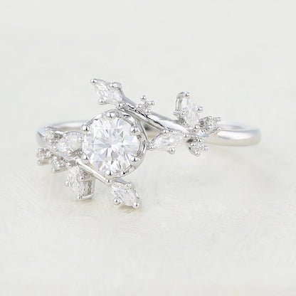 0.41 CT Round Cluster Moissanite Engagement Ring