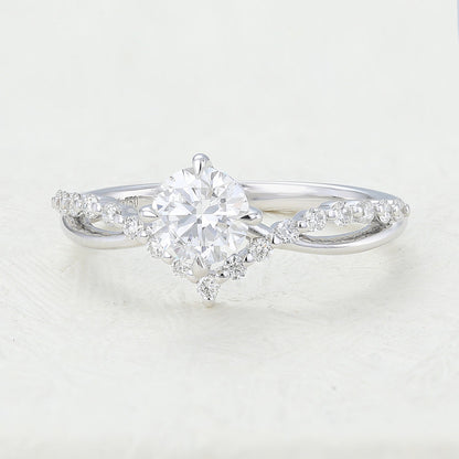 0.41 CT Round Pave & Split Shank Lab-Grown Diamond Engagement Ring