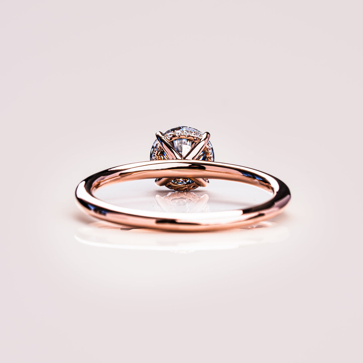 1.6 CT Round Hidden Halo Moissanite Engagement Ring