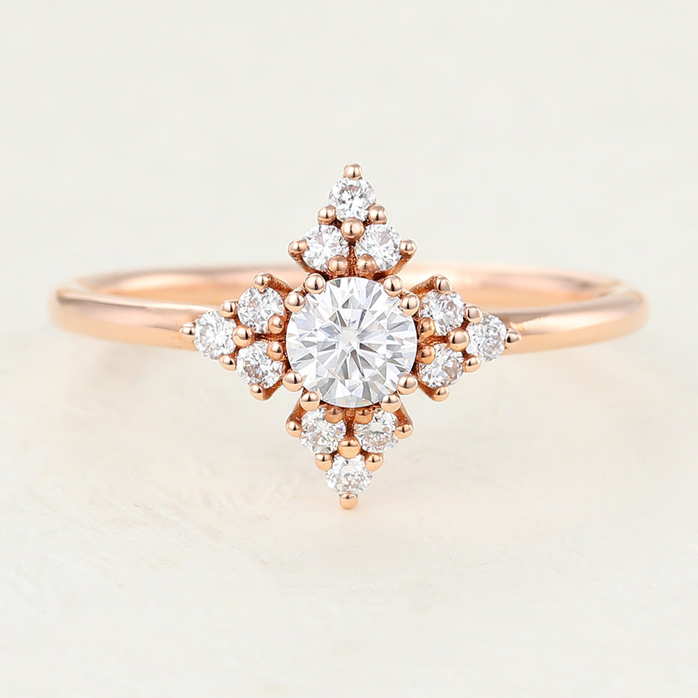 0.22 CT Round Cluster Lab-Grown Diamond Engagement Ring