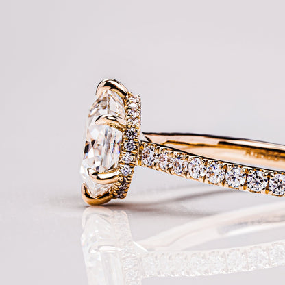 1.3 CT Hexagon Hidden Halo & Pave Moissanite Engagement Ring