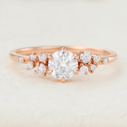 0.41 CT Round Cluster Lab-Grown Diamond Engagement Ring
