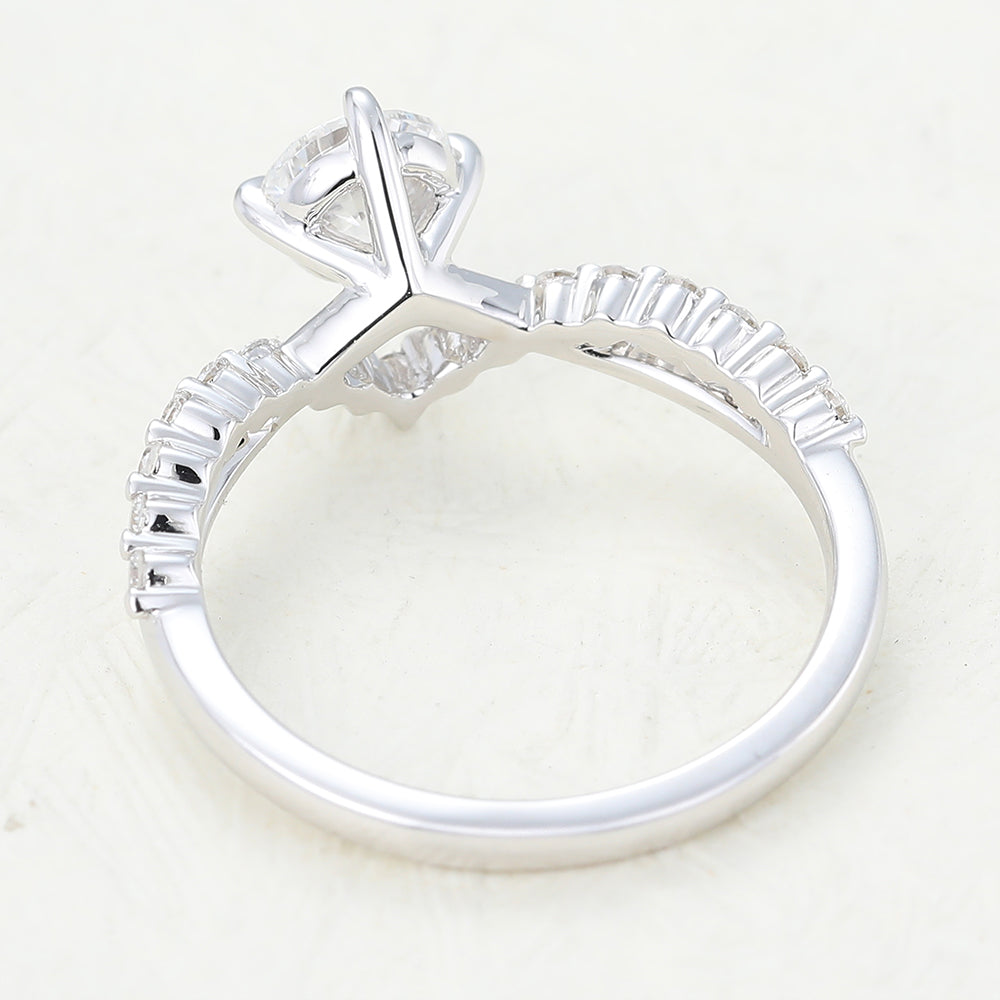 0.41 CT Round & Twisted Pave Moissanite Engagement Ring