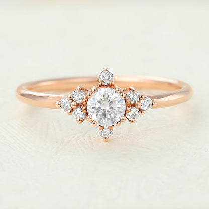 0.22 CT Round Cluster Moissanite Engagement Ring