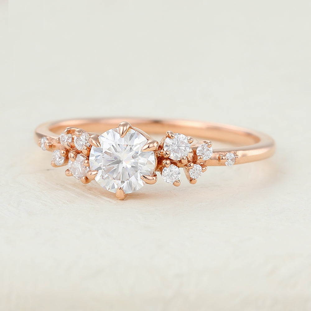 0.41 CT Round Cluster Lab-Grown Diamond Engagement Ring
