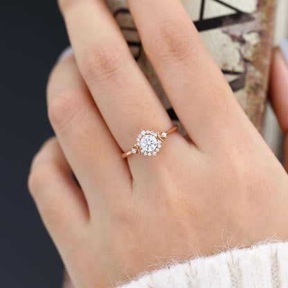 0.41 CT Round Cluster Lab-Grown Diamond Engagement Ring