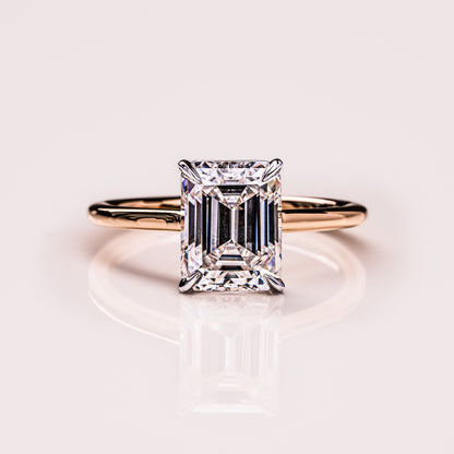 2.3 CT Emerald Solitaire Moissanite Engagement Ring