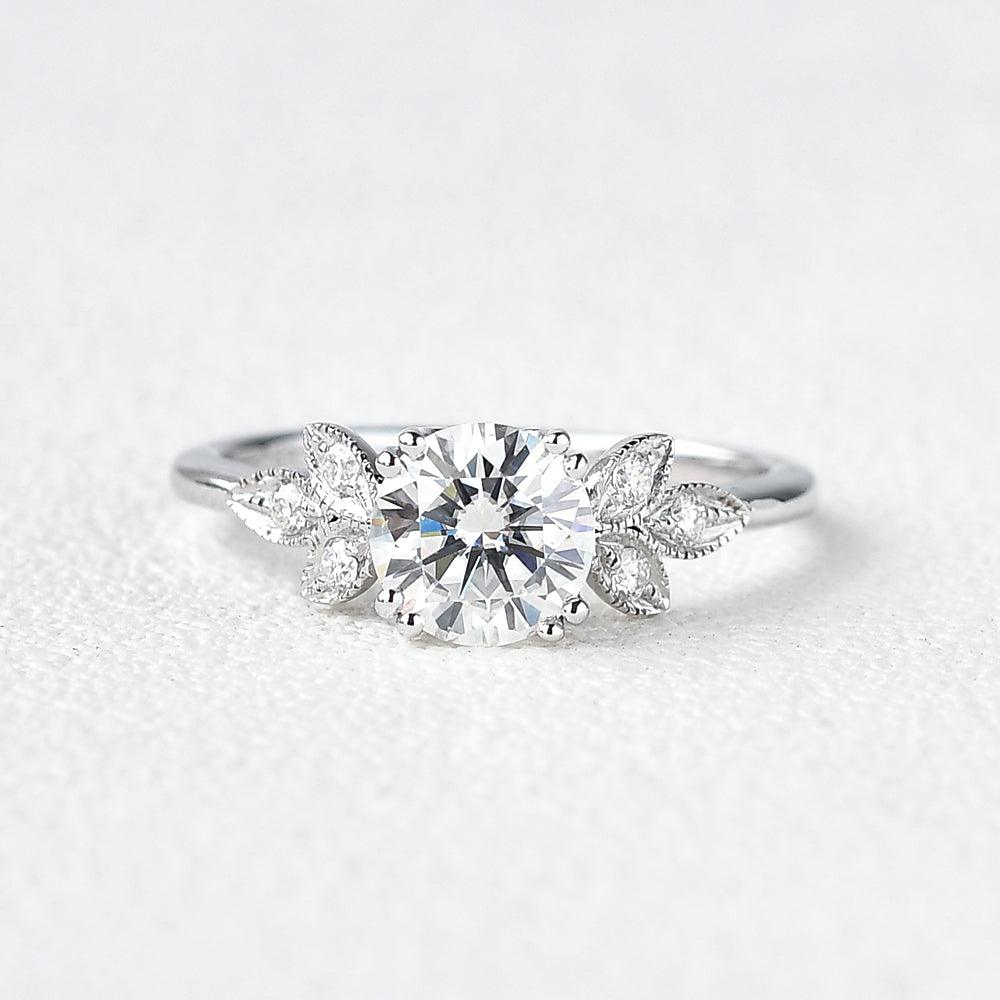 1 CT Round Cluster Lab Grown Diamond Engagement Ring
