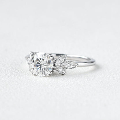 1 CT Round Cluster Lab Grown Diamond Engagement Ring
