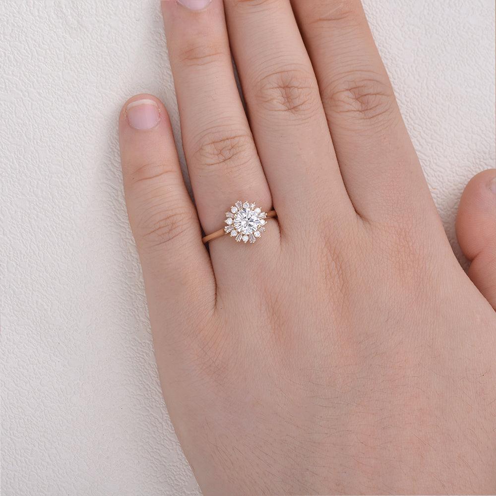 1 CT Round Halo Lab Grown Engagement Ring