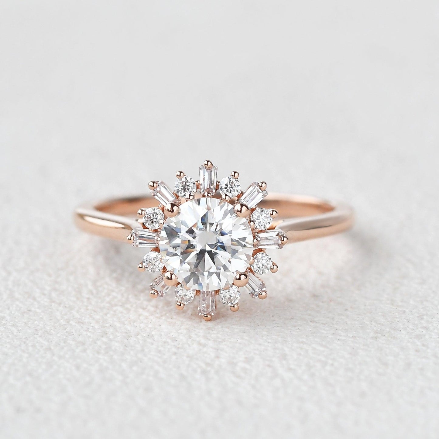 1 CT Round Halo Lab Grown Engagement Ring