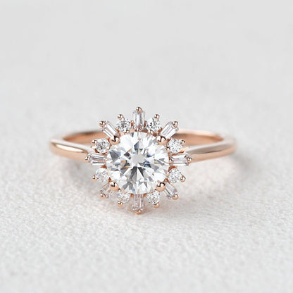 1 CT Round Halo Lab Grown Engagement Ring