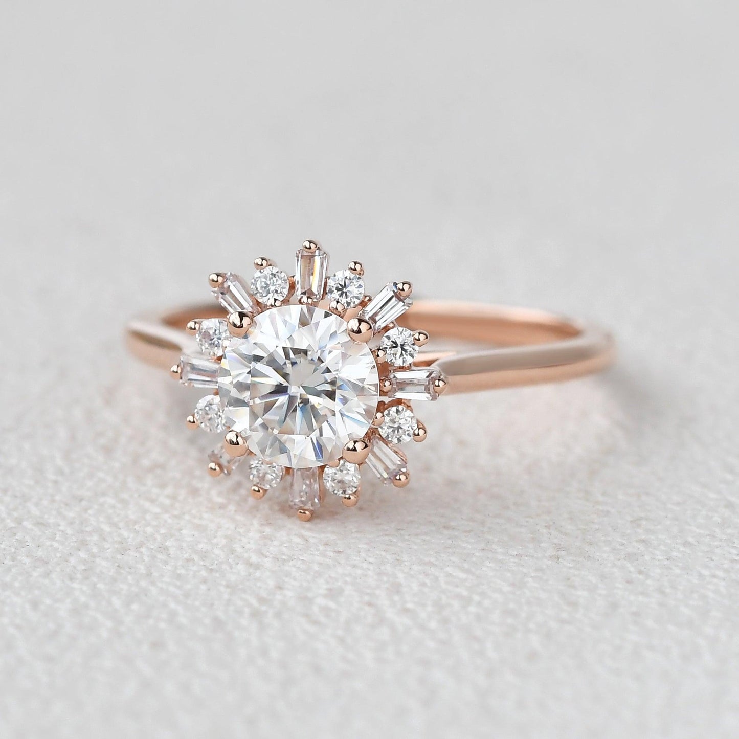 1 CT Round Halo Lab Grown Engagement Ring