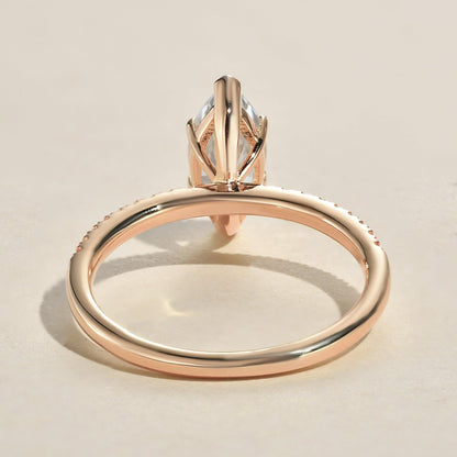1 CT Marquise Pave Lab Grown Diamond Engagement Ring