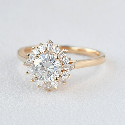 1 CT Round Halo Lab Grown Engagement Ring
