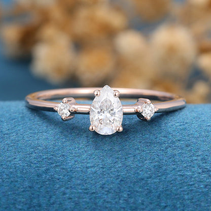 0.39 CT Pear Three Stone Lab Grown Diamond Engagement Ring