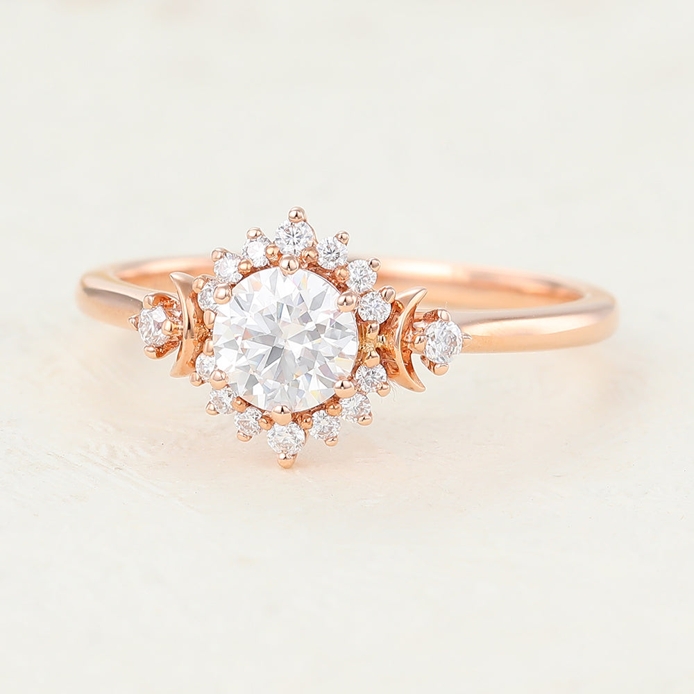 0.41 CT Round Cluster Lab-Grown Diamond Engagement Ring