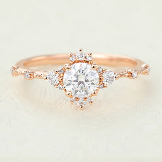0.41 CT Round Cluster Lab-Grown Diamond Engagement Ring