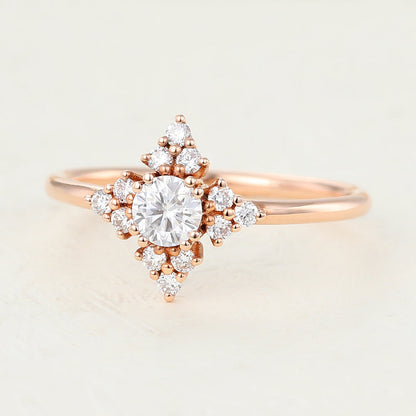 0.22 CT Round Cluster Lab-Grown Diamond Engagement Ring
