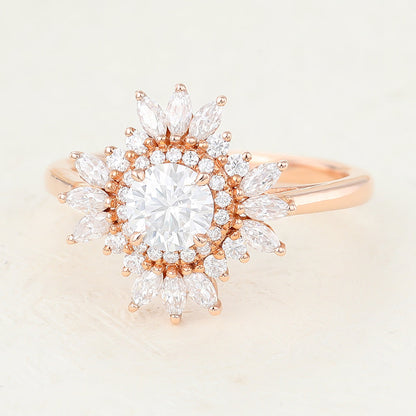 0.41 CT Round Cluster Lab-Grown Diamond Engagement Ring